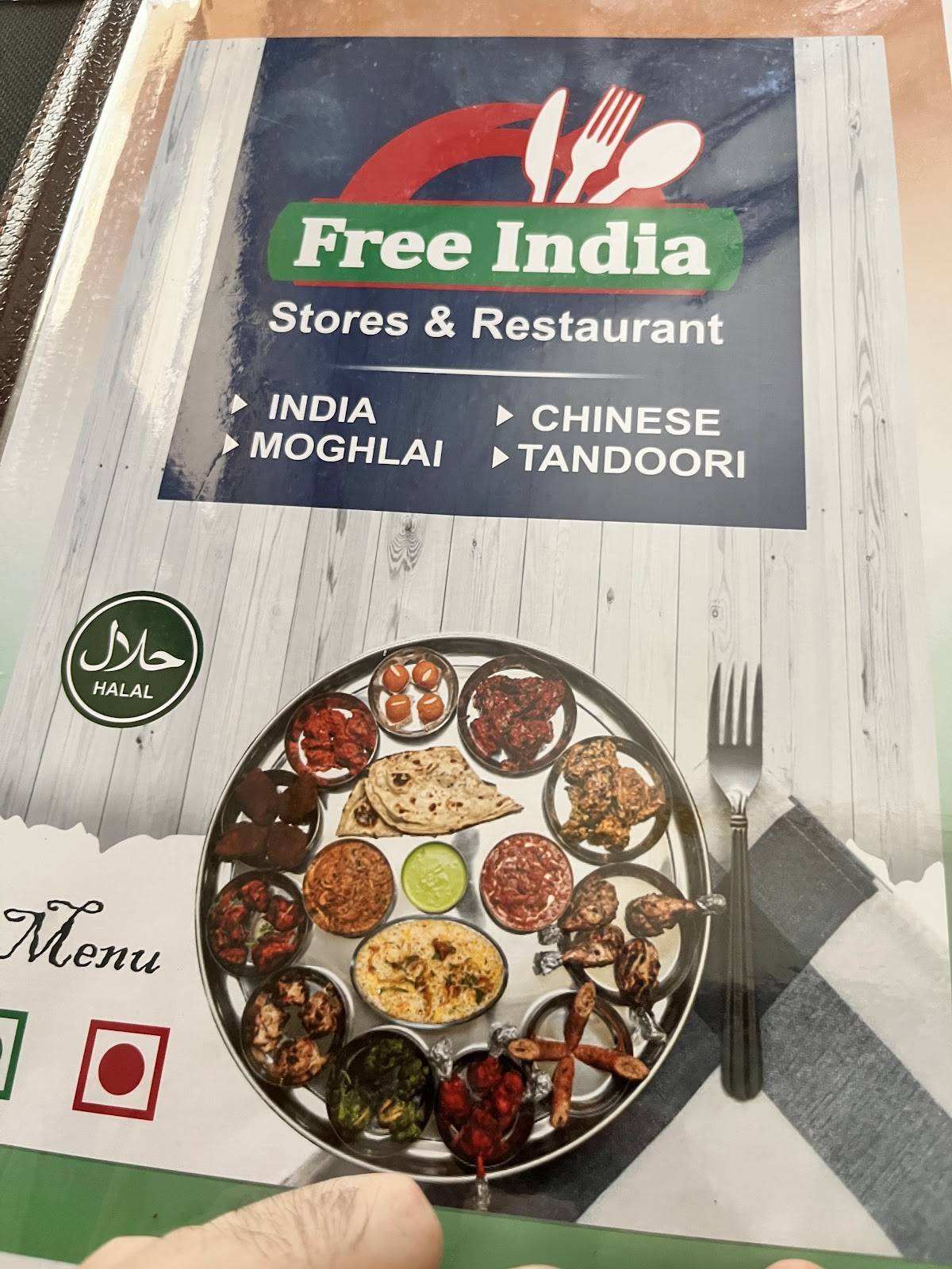 Free India Restaurant menu