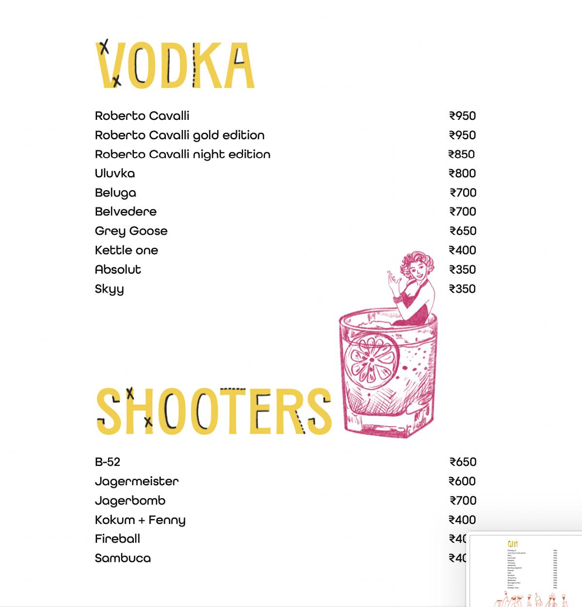 House Of Pandora HOP menu