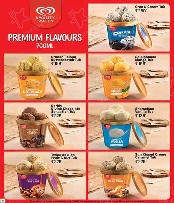 Kwality Wall's Ice Cream And More menu