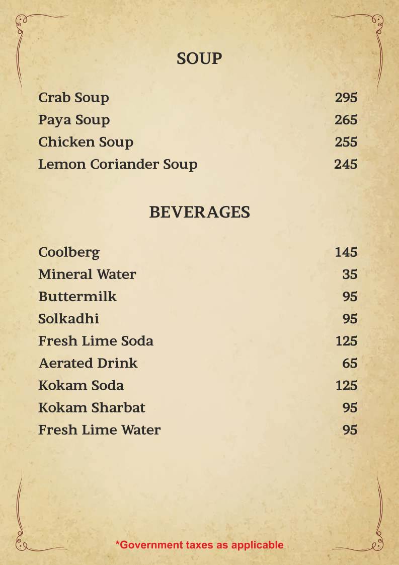 Nav Kayastha Pangat CKP Seafood Restaurant menu