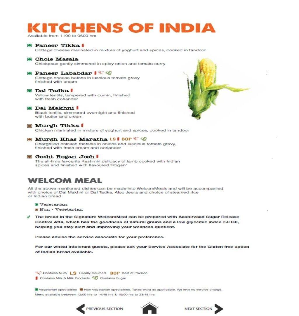 Peshwa Pavilion menu