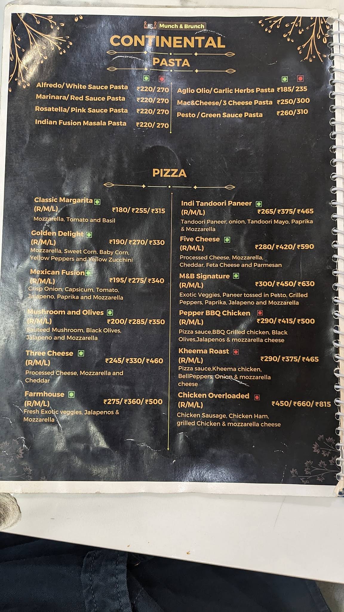 Munch & Brunch menu