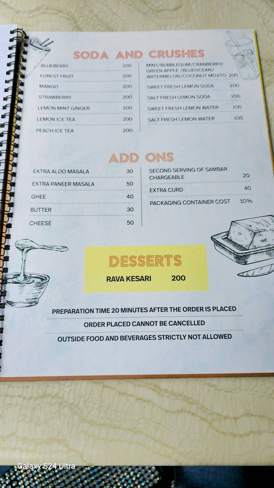 Cafe Madras menu