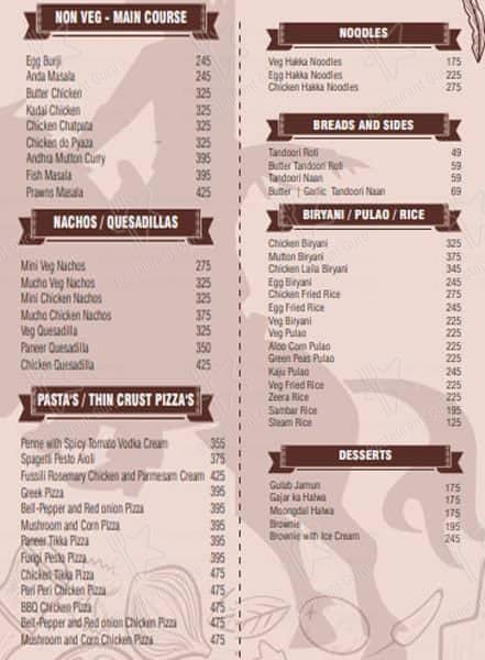 Mustang Terrace Lounge menu