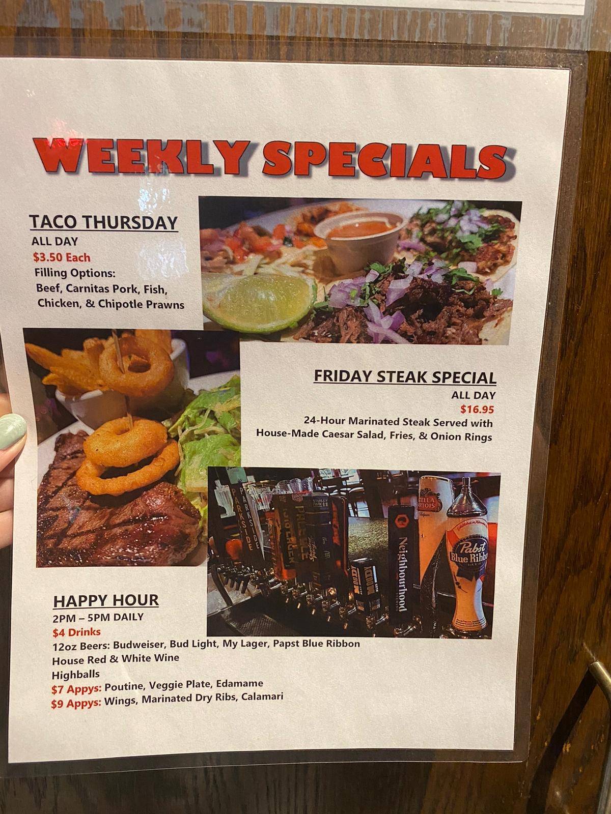 Menu at MyPub, Coquitlam