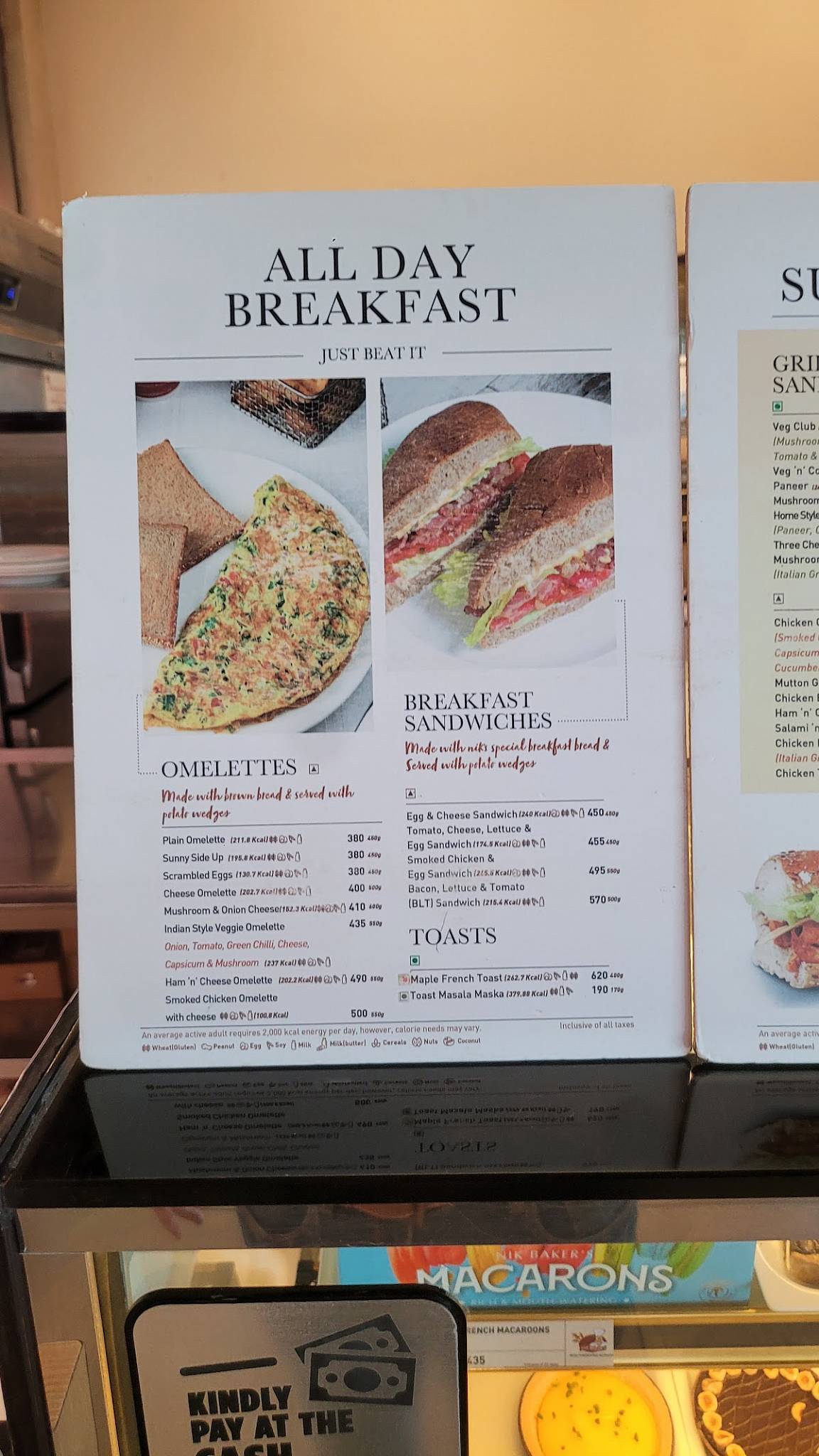 NIK BAKER'S menu