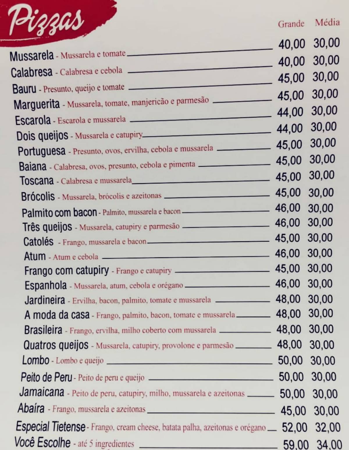 NOVO PONTO DA ESFIHA TIETÊ cardápio