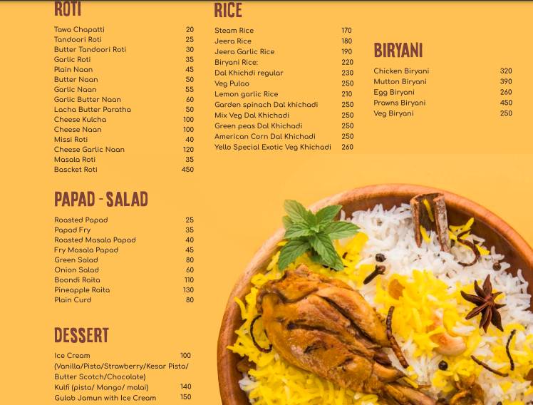 Yello - Cafe. Best Cafe for Couple, Coffee, Breakfast, Sandwiches, Special Occasion, Kitty Party, Birthday Celebration. menu