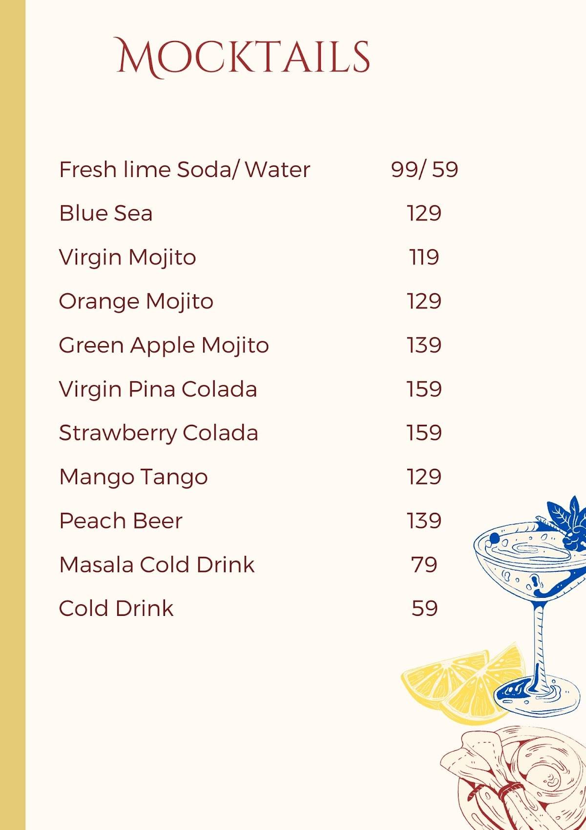 KAHUDI CAFE CUM RESTAURANT menu