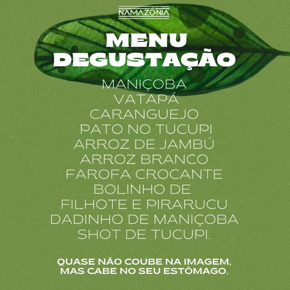 Namazônia Restaurante cardápio