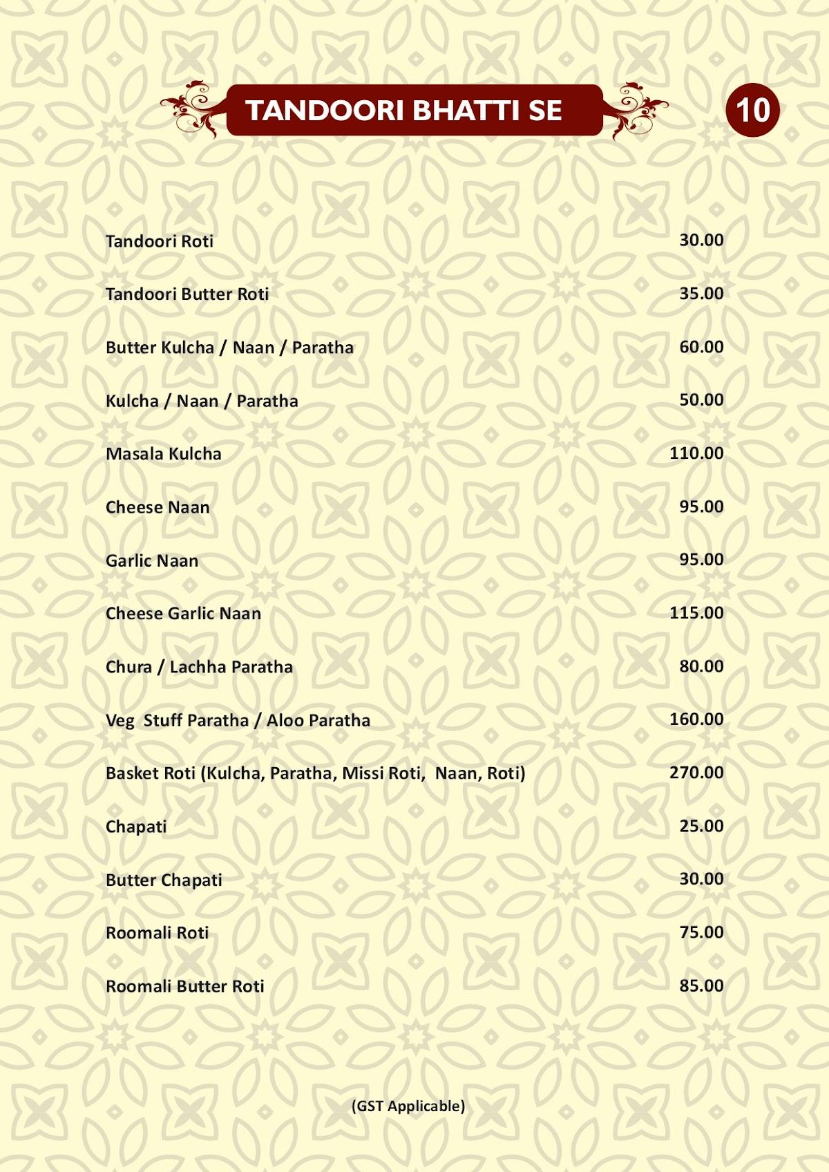 Nana's Restaurant menu