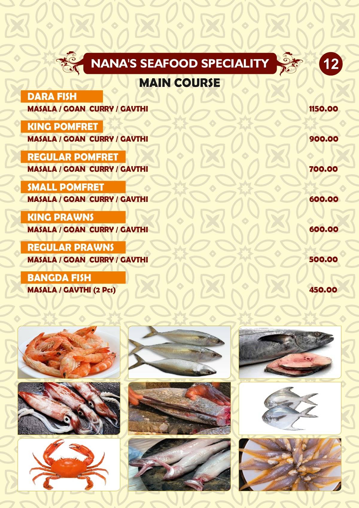 Nana's Restaurant menu