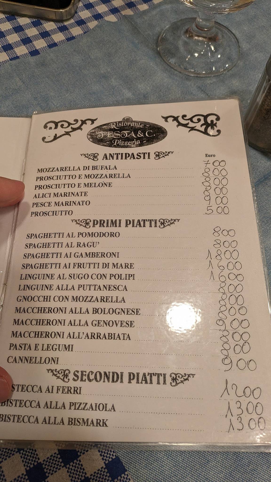Menu di Ristorante Pizzeria FESTA GIUSEPPE E FESTA ANTONIO S.A.S 