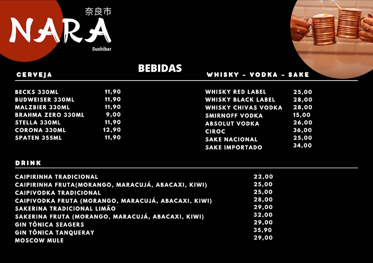 Nara Sushibar Restaurante Japonês Barra da Tijuca Downtown cardápio