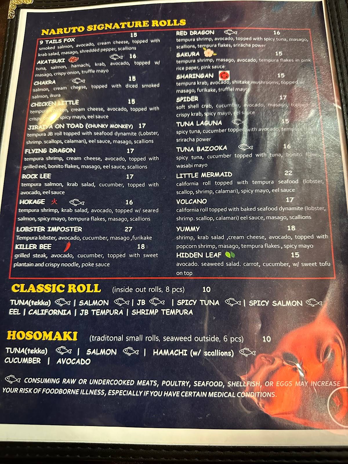 Menu at Naruto 88 Bistro restaurant, Miami