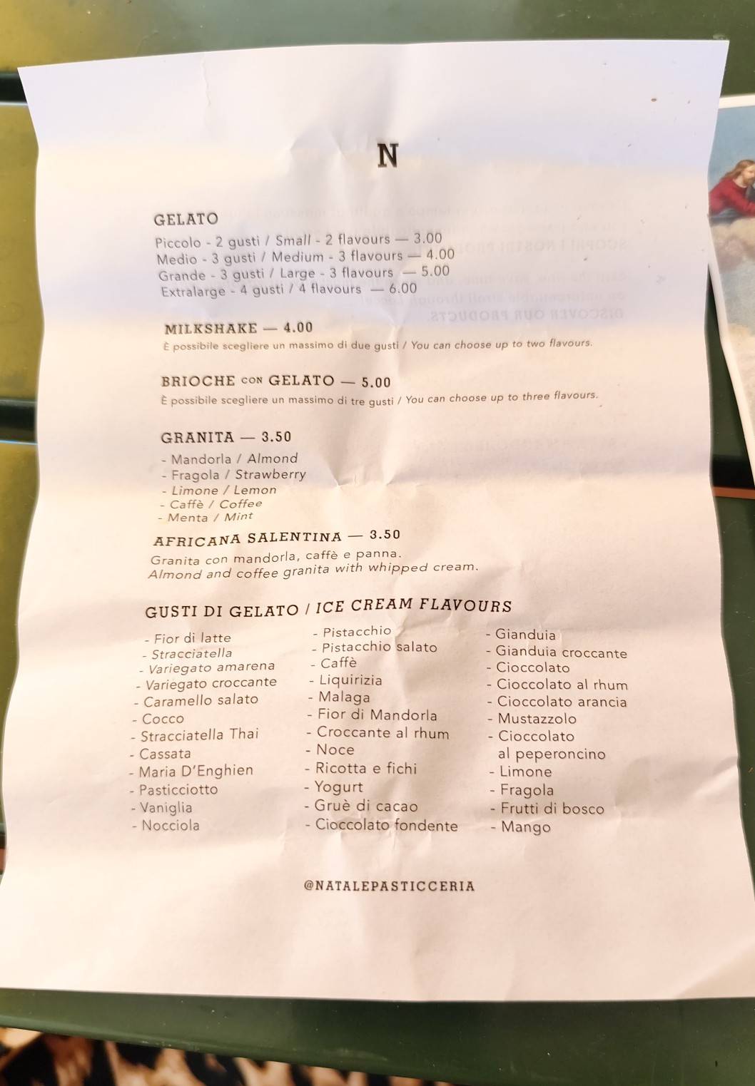 Menu di Pasticceria Natale 