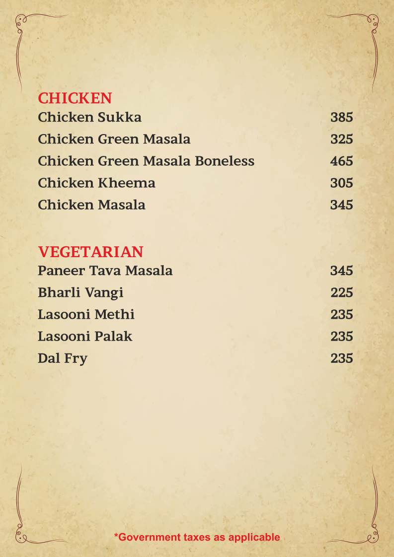 Nav Kayastha Pangat CKP Seafood Restaurant menu