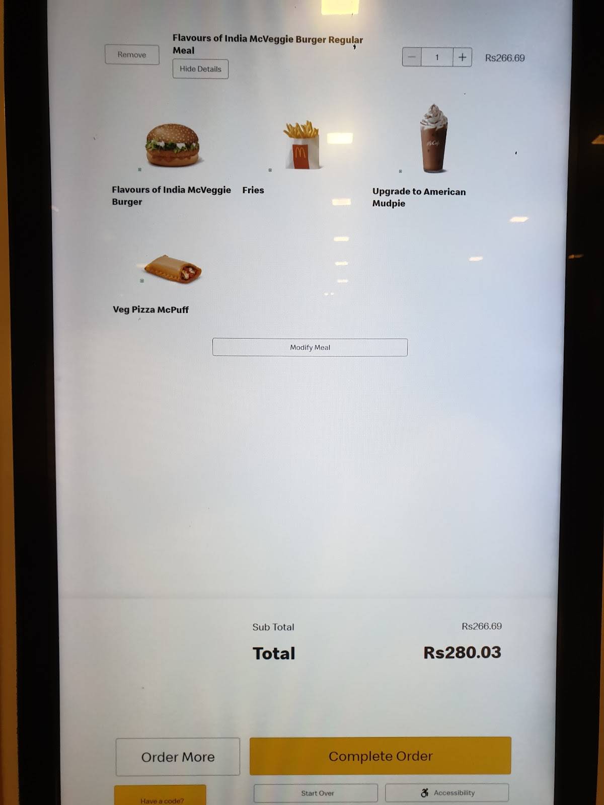 McDonald's menu