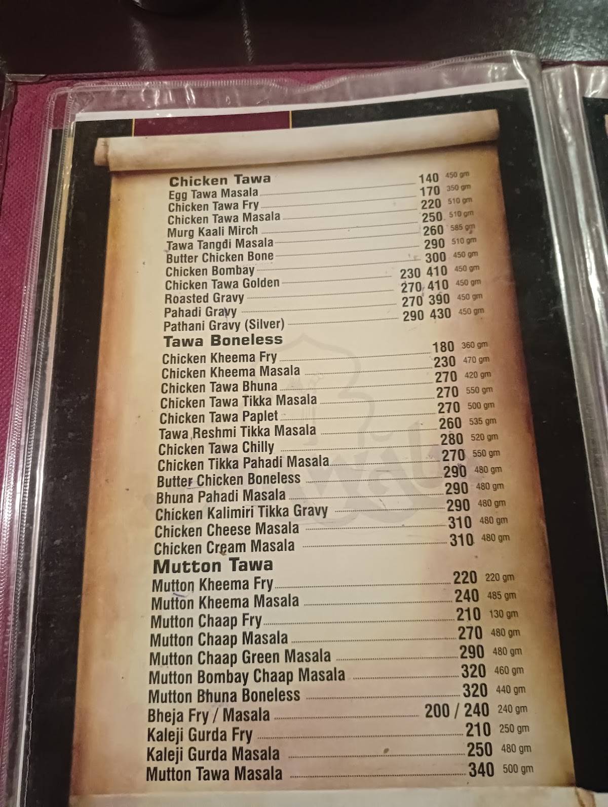 Nawab Family Dhaba menu