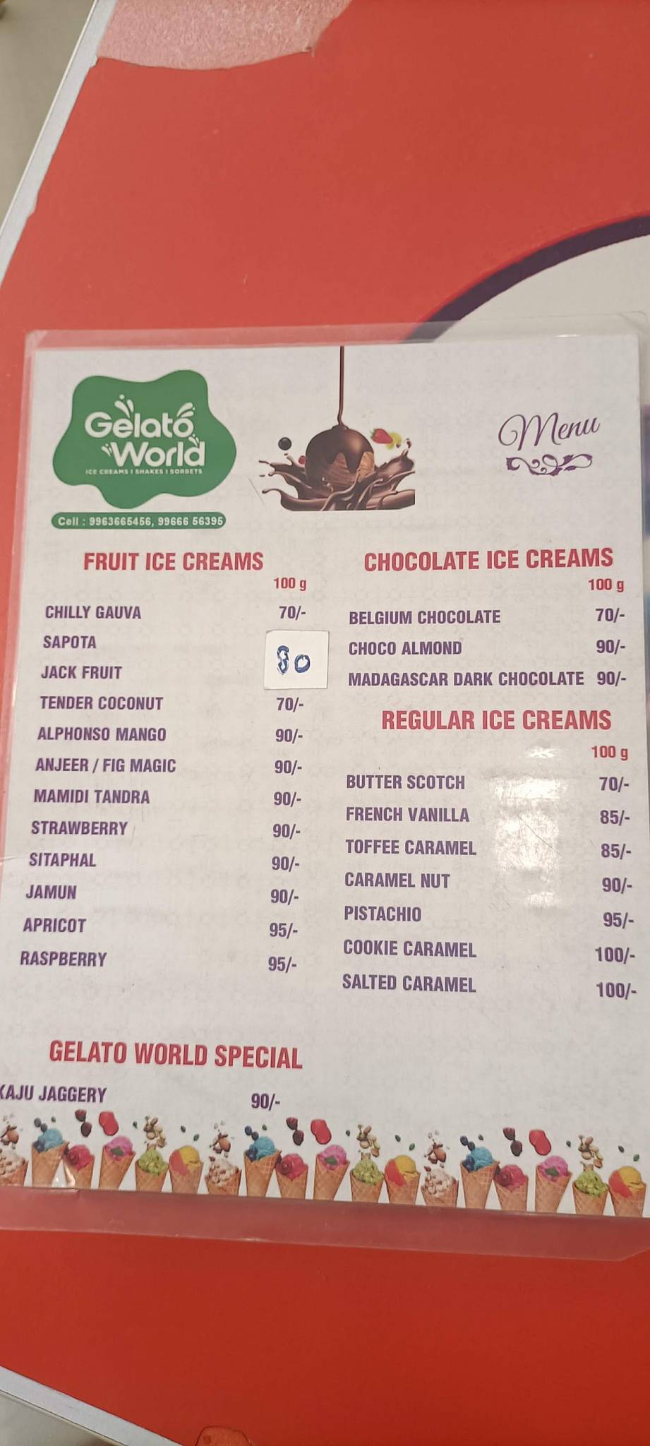 Gelato World - Ice cream shops in nellore menu