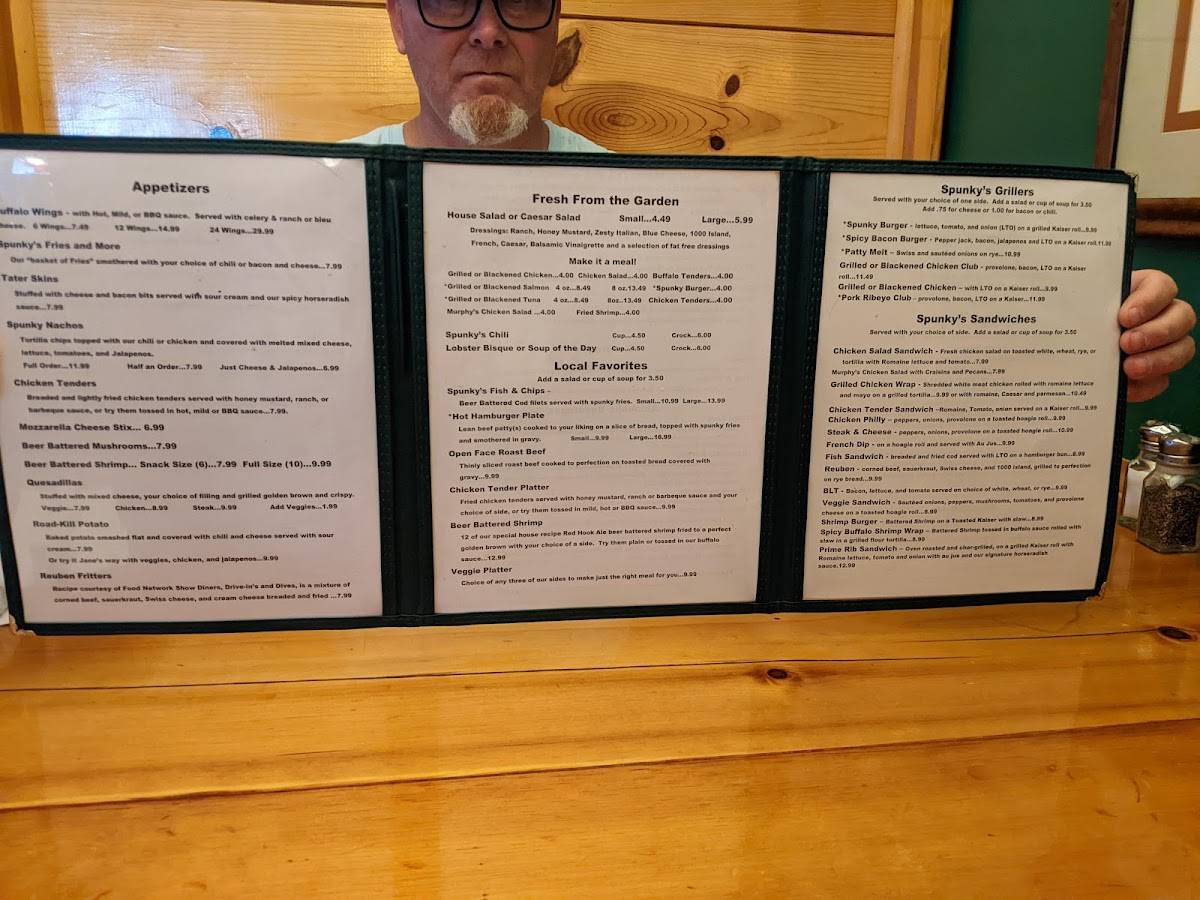 Menu at Spunky McDoogle's restaurant, New Bern, S Glenburnie Rd