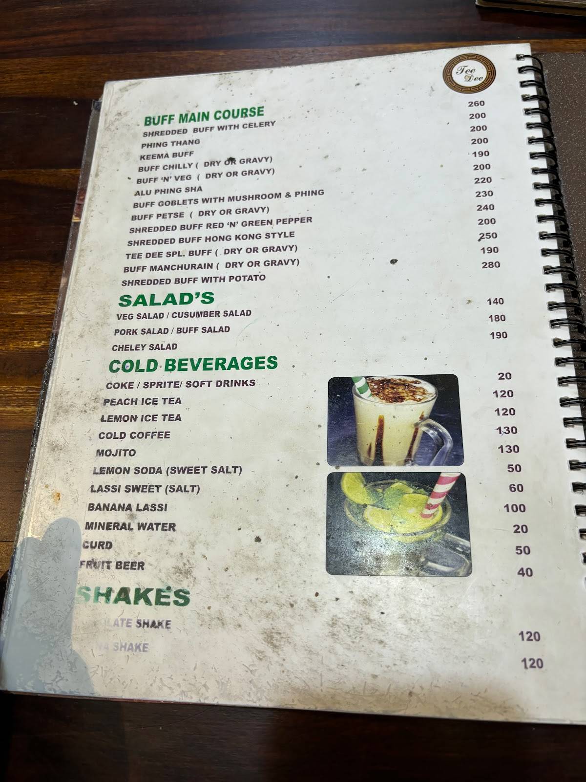 Tee Dee restaurant menu