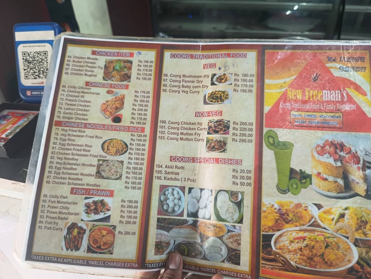 New Freemans Family Restaurant & Bakers menu