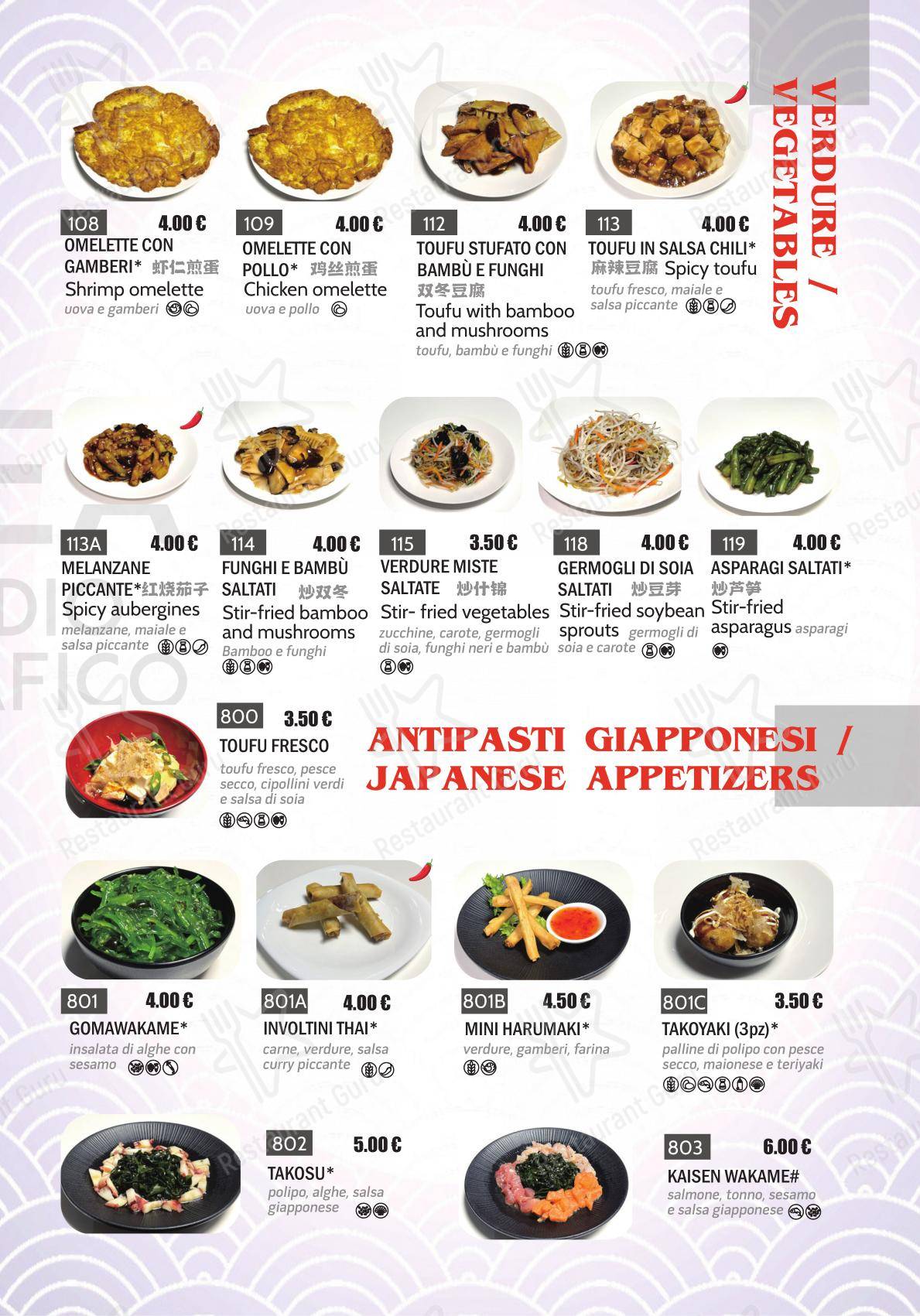 Menu bar per New Town ristorante