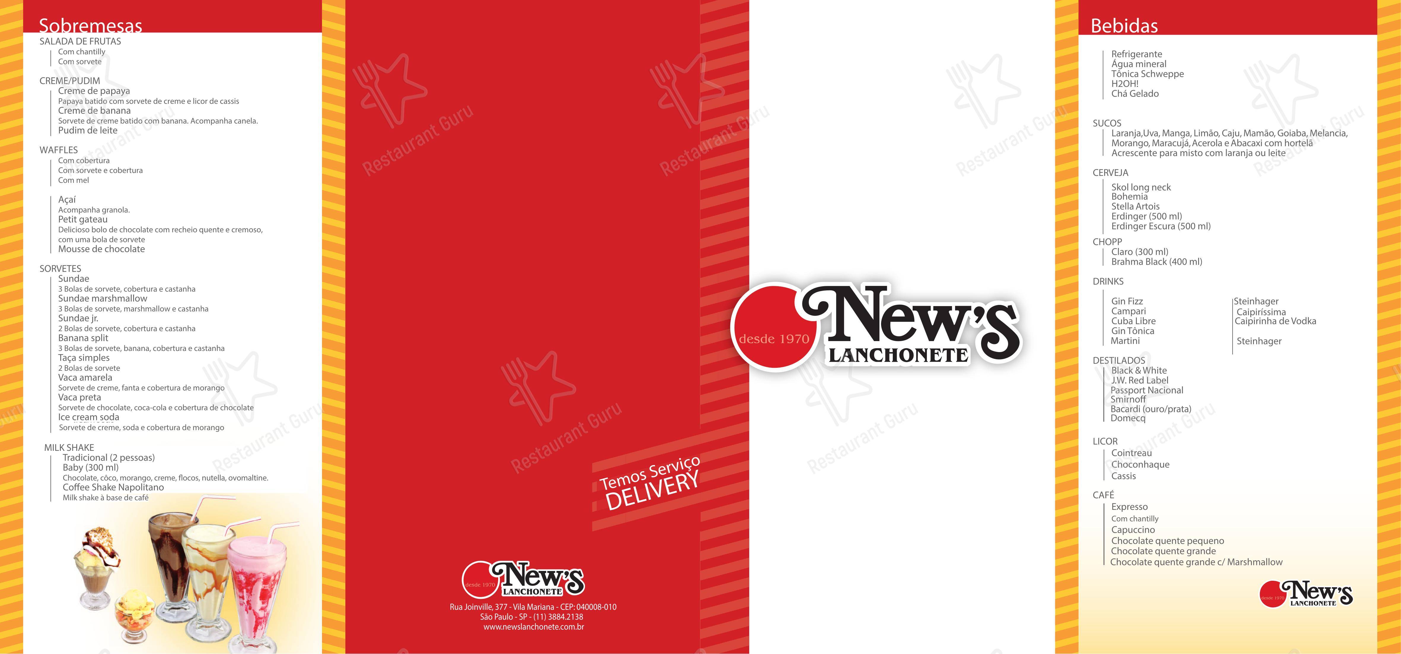 New´s Lanchonete em São Paulo - Menu bar