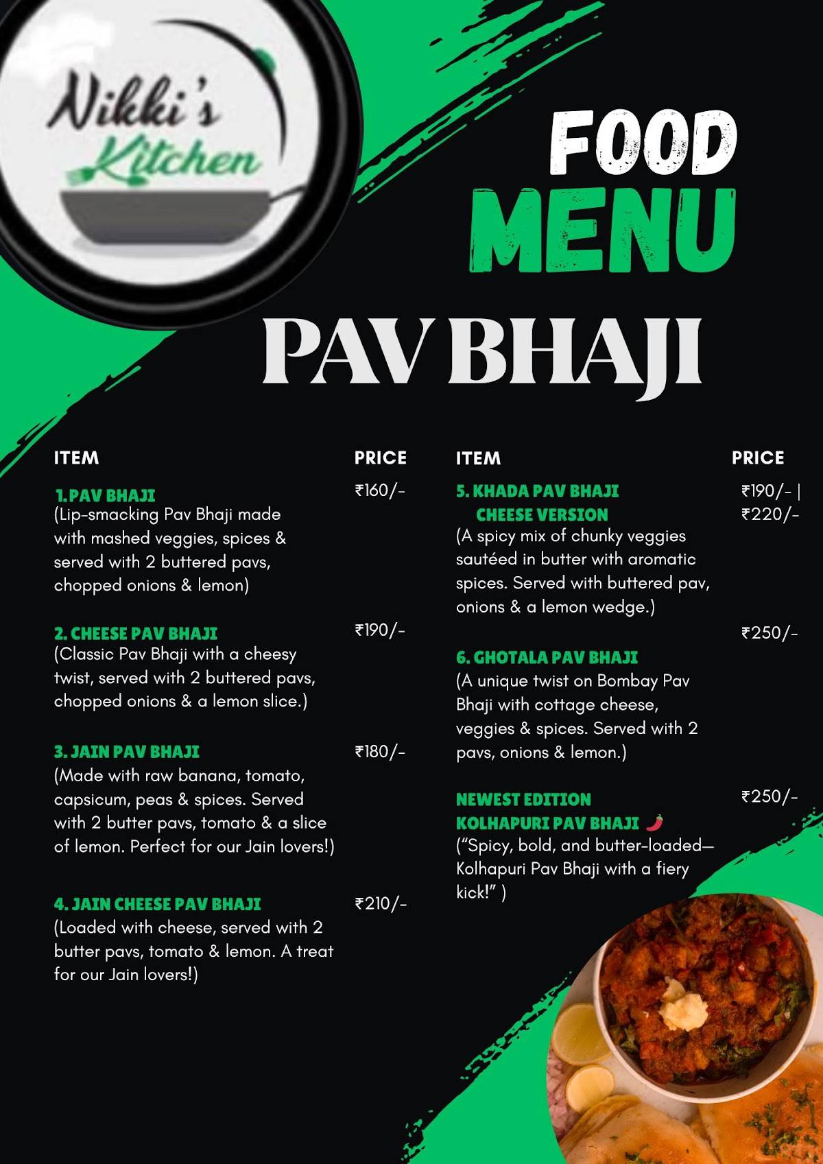Nikki's Kitchen menu