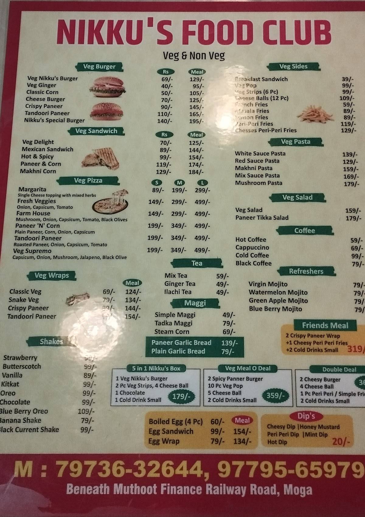 Nikku's Food Club menu
