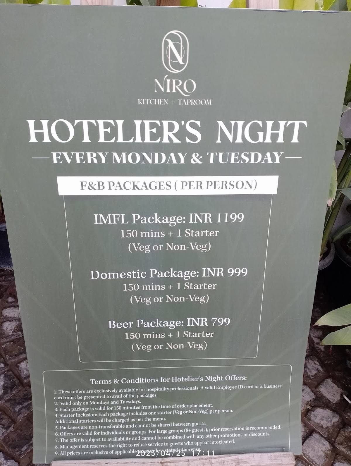 Niro - Taproom & Kitchen menu