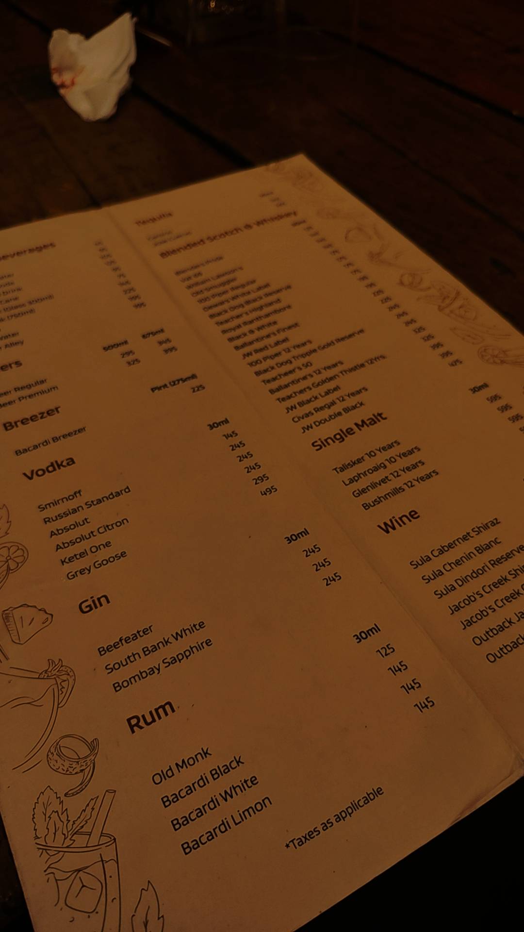 Nirvana Lounge & Restaurant menu