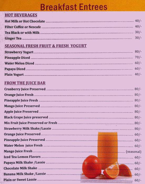 Nisha's menu