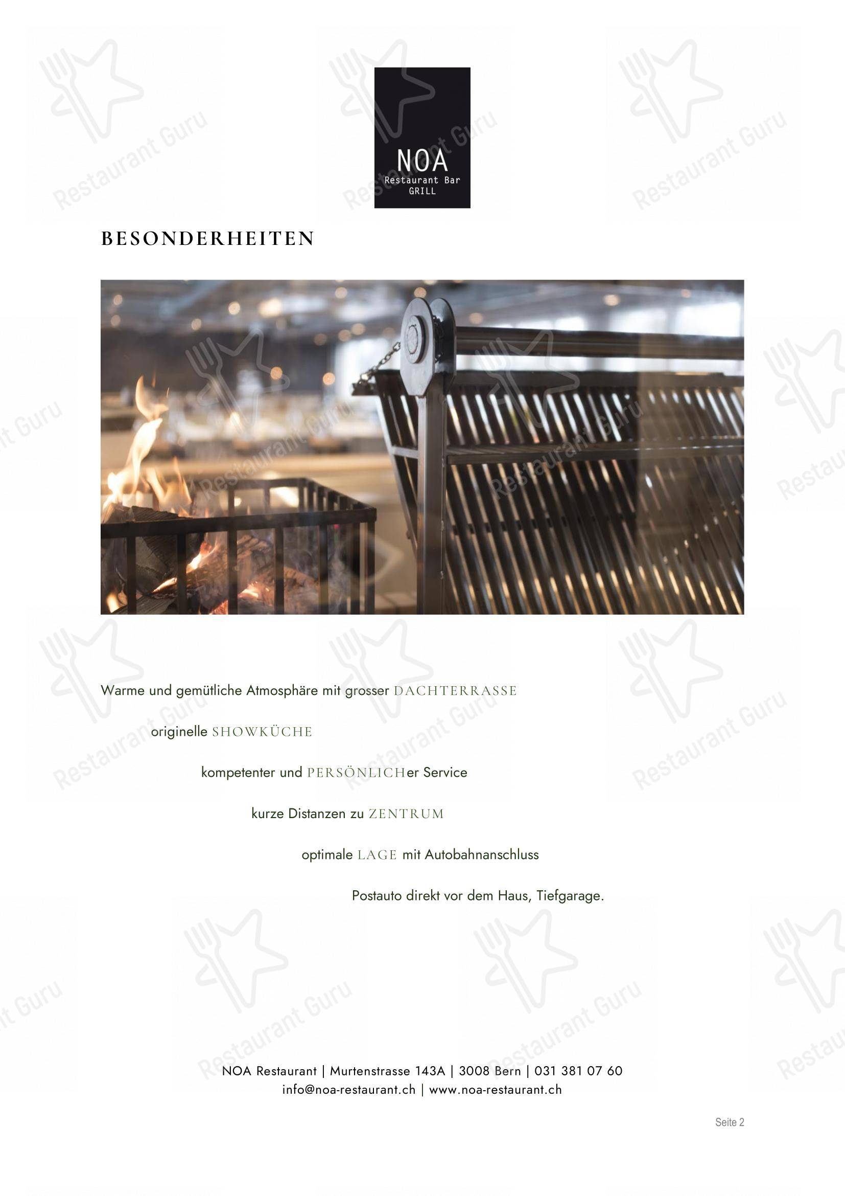 Noa in Berna - Menu bar