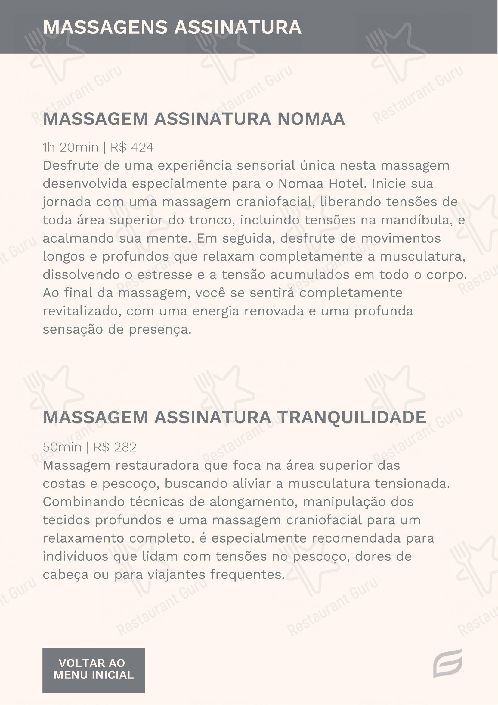 Ночное меню para Nomade Restaurante (Nomaa Hotel) restaurante