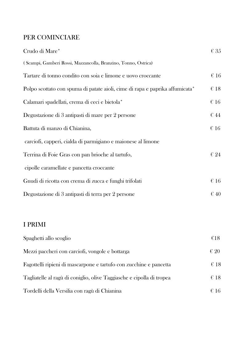 Menu di Ristorante Nomade 