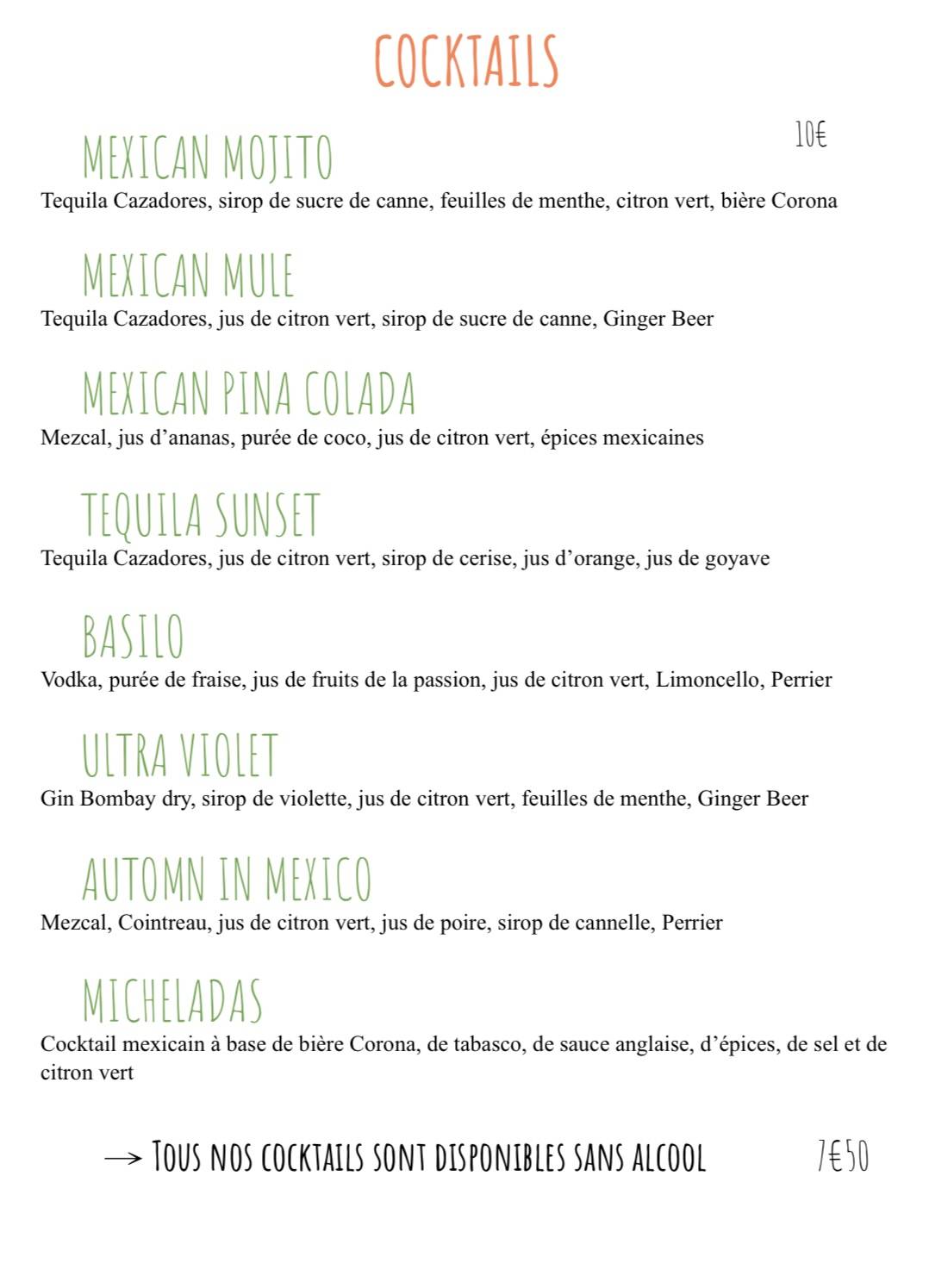 Menu de Nopal
