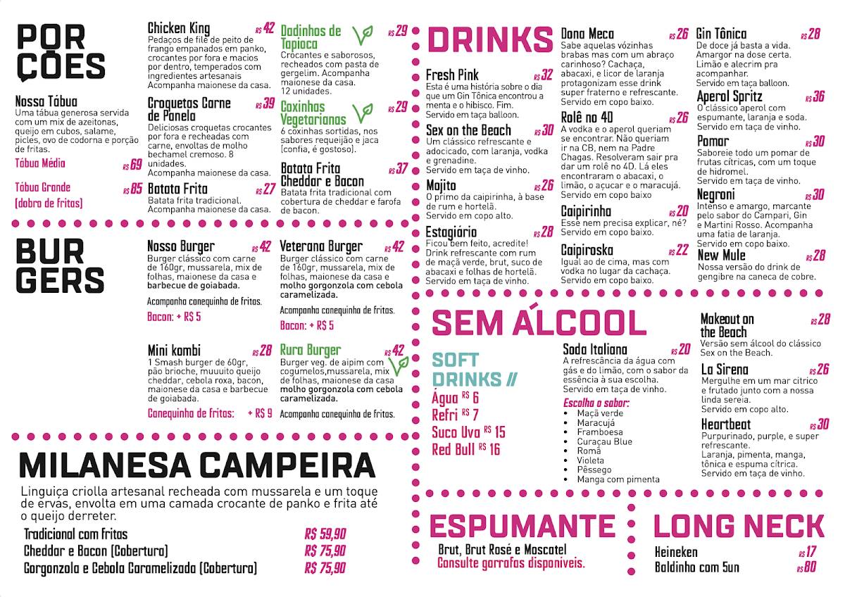 Nosso Tap Room cardápio