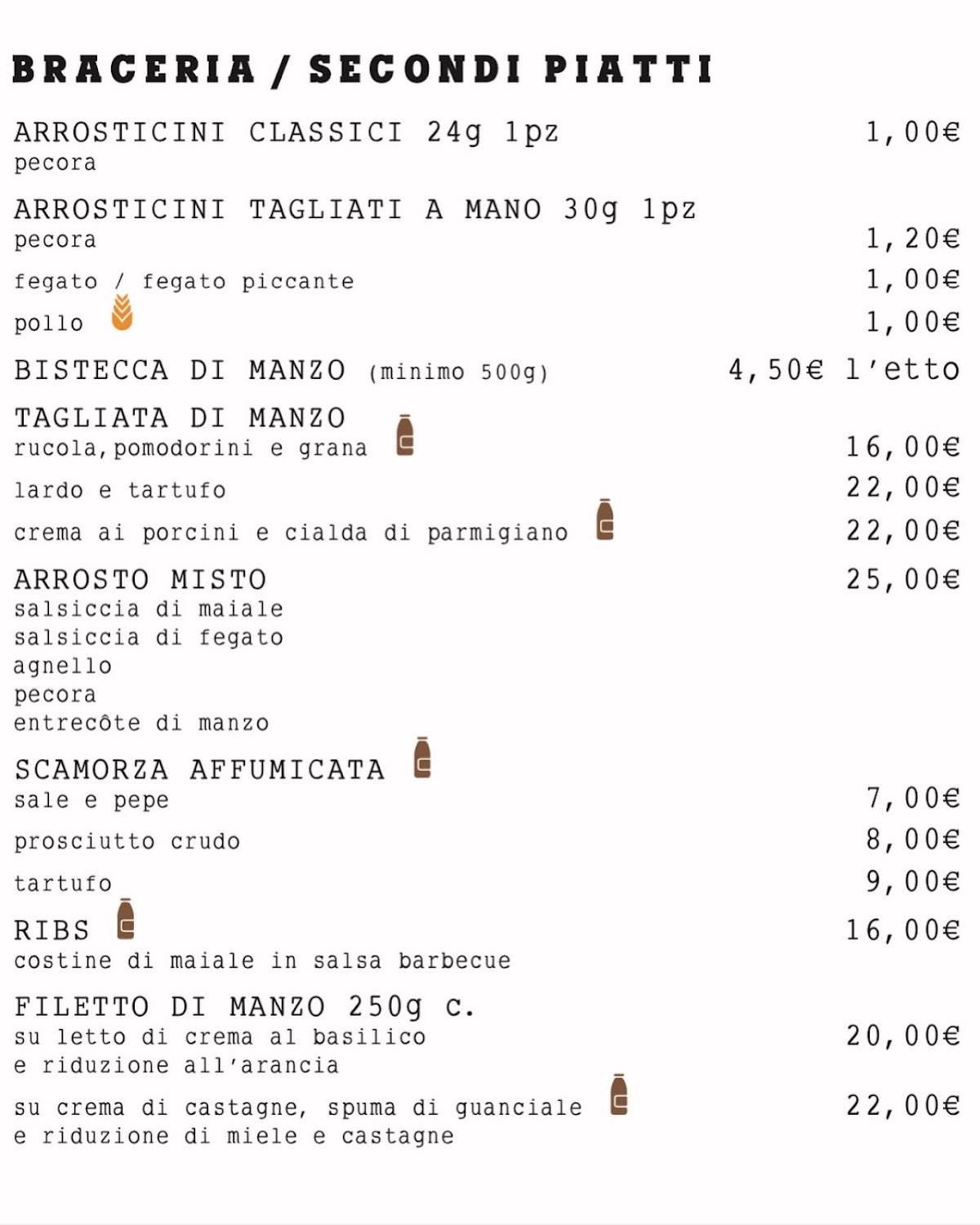 Menu di NovantaGradi Arrosticini 