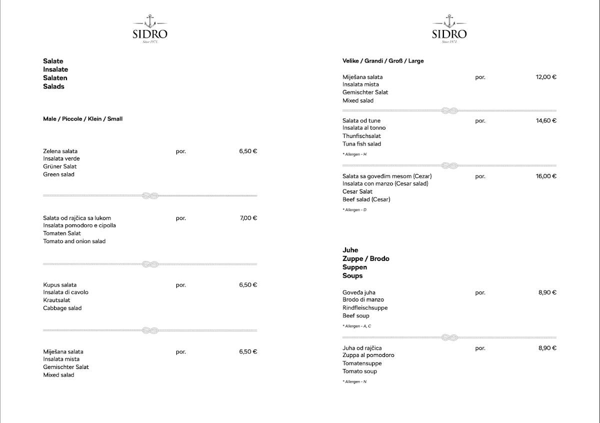 Menu di Sidro 
