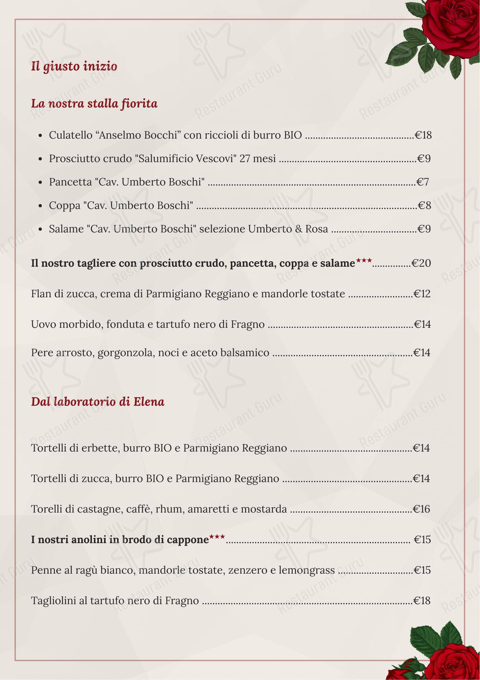 Menu di Trattoria Ò Belvedere - Menu