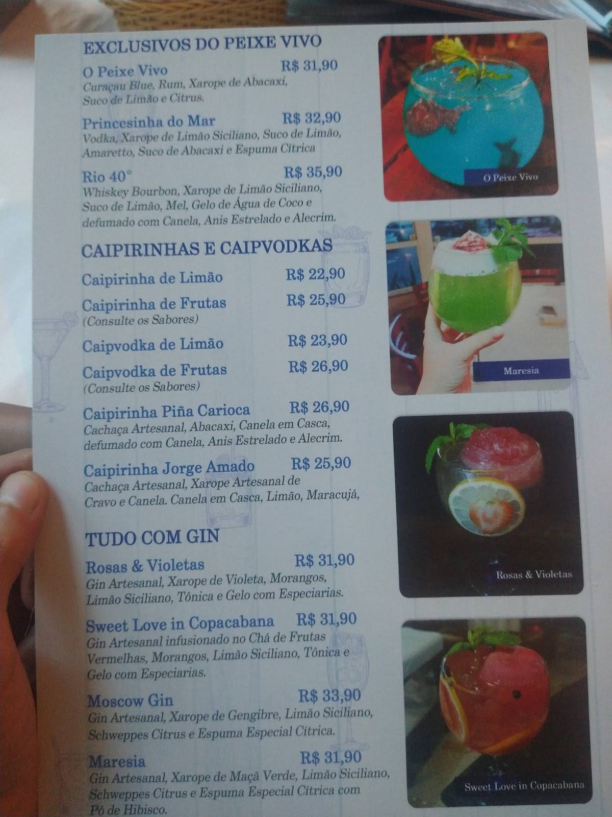 O Peixe Vivo cardápio