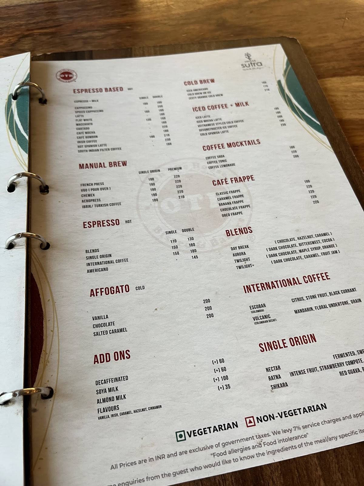 OTH Bistro & Bakers menu