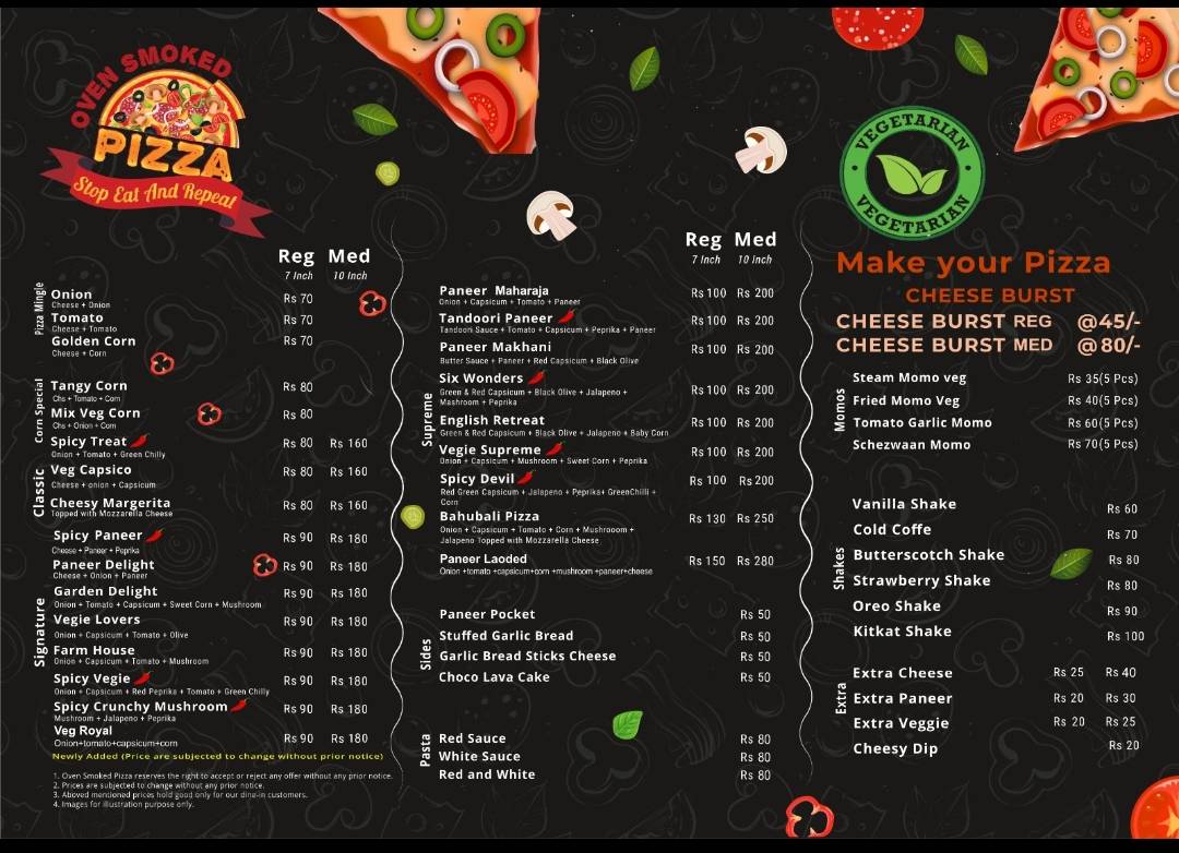 OVEN SMOKED PIZZA menu
