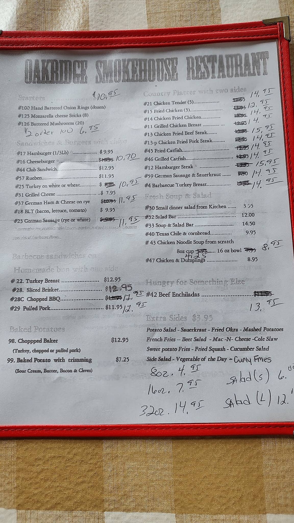 Menu at Oakridge Smokehouse Restaurant, Schulenburg, 712 US77