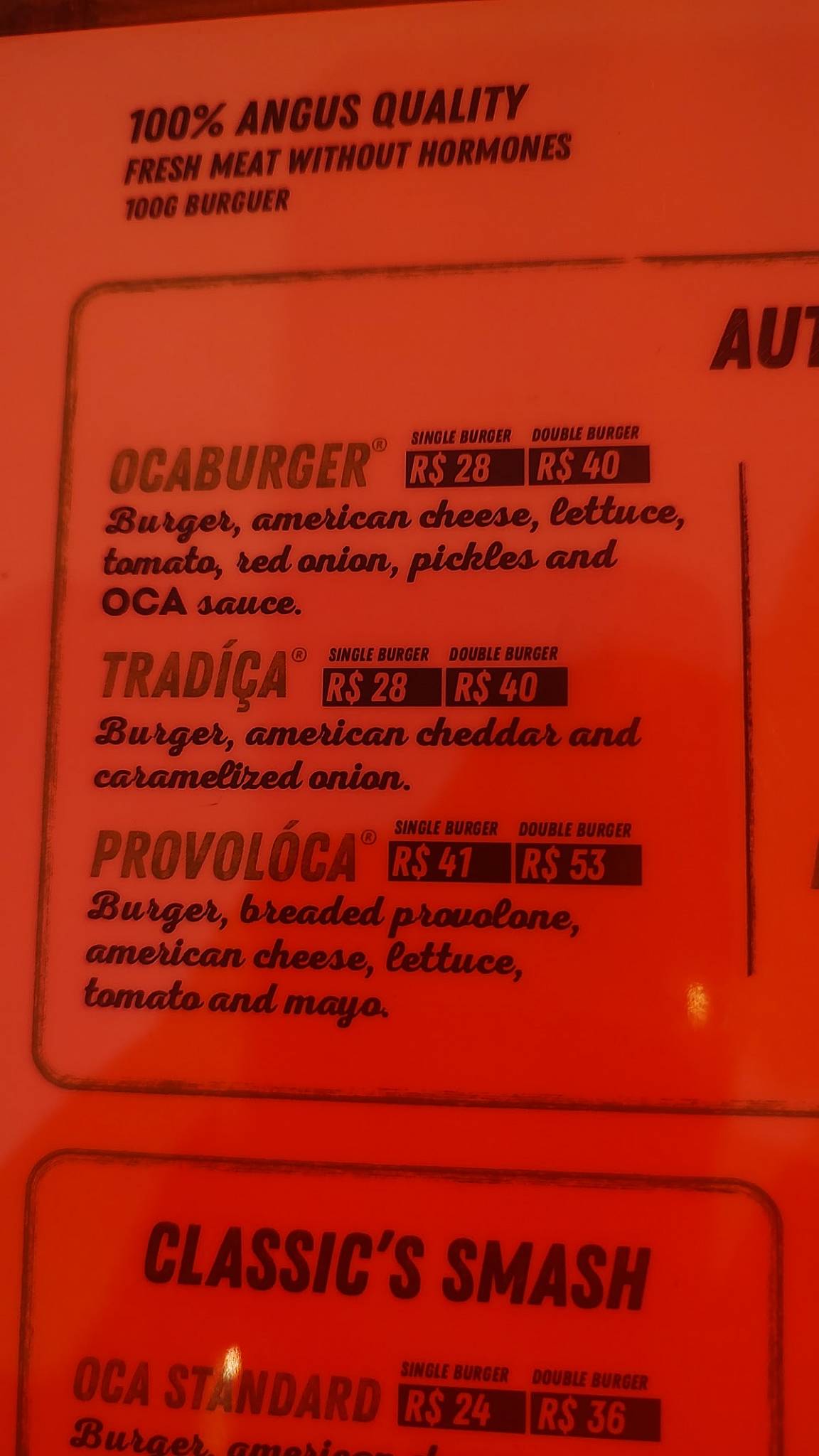 Oca Burger - Mangal cardápio