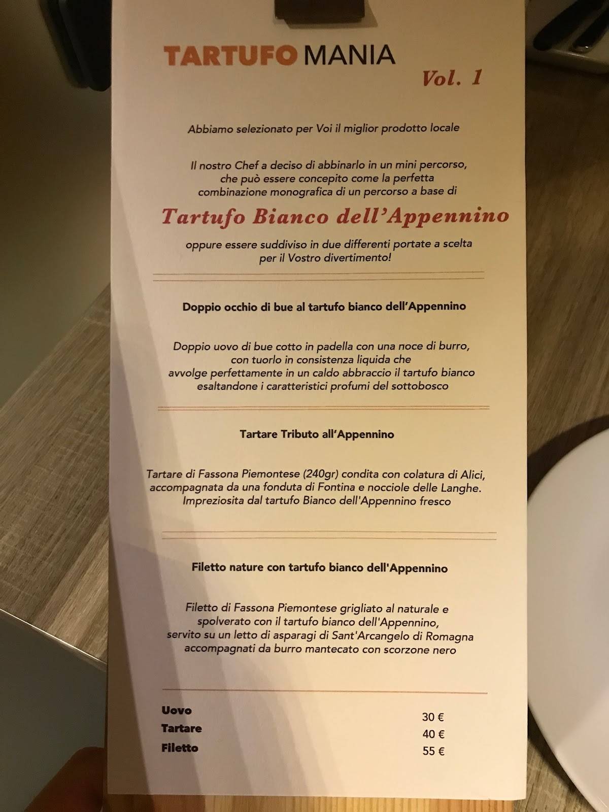 Menu di Officina della Senape 