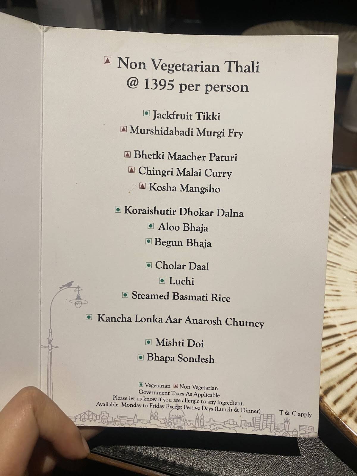 Oh! Calcutta New Delhi menu