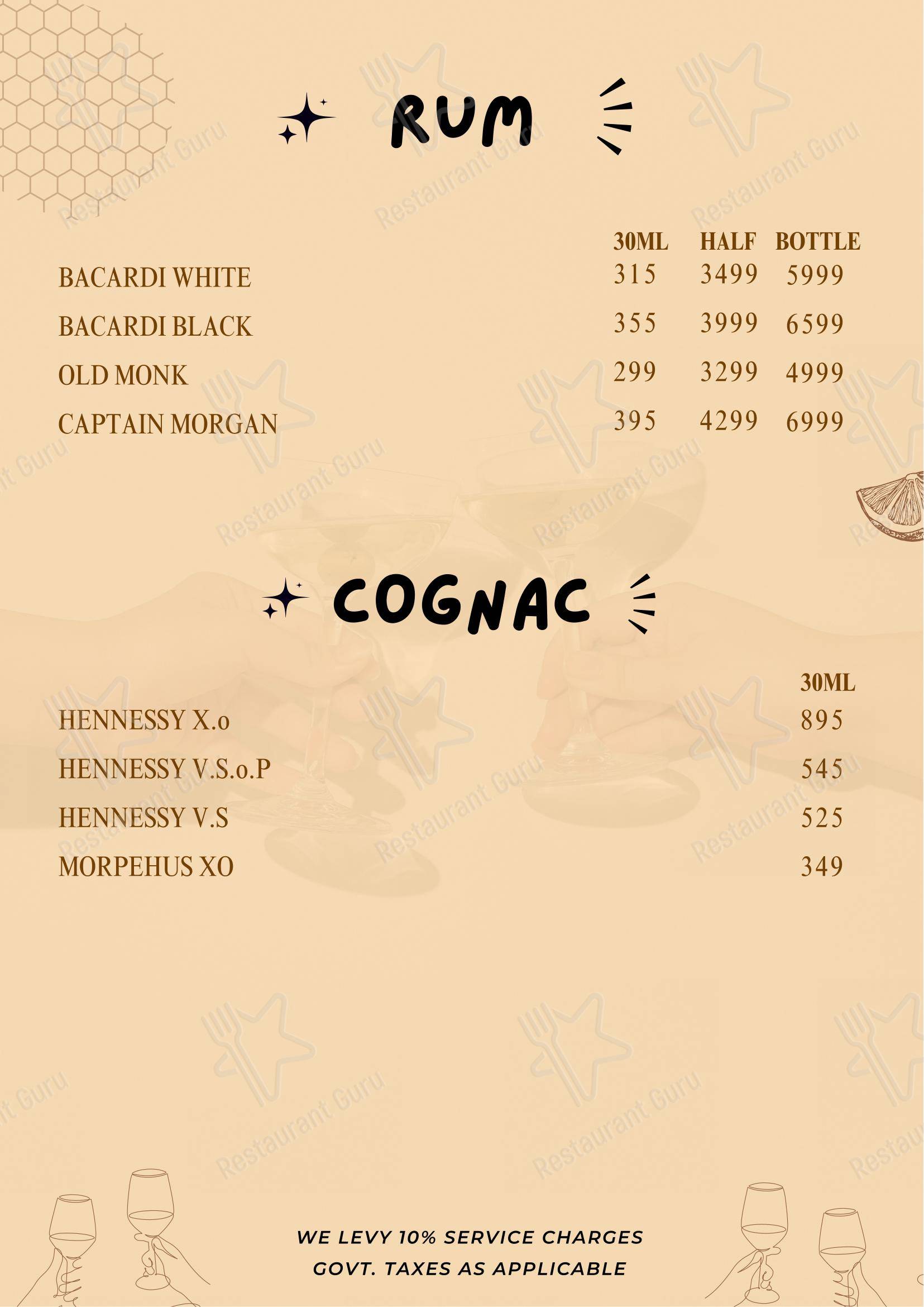 Oh Honey By Skyhouse in Noida - Menu bar